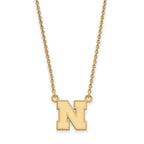 10k Gold LogoArt University of Nebraska Letter N Small Pendant 18 inch Necklace