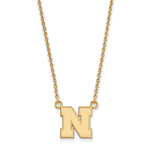 10k Gold LogoArt University of Nebraska Letter N Small Pendant 18 inch Necklace