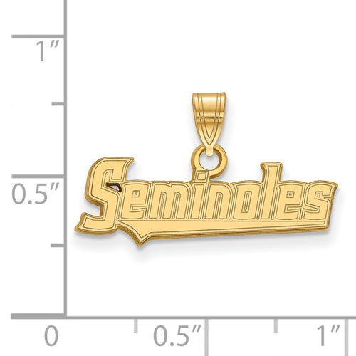 10k Gold LogoArt Florida State University Seminoles Script Small Pendant
