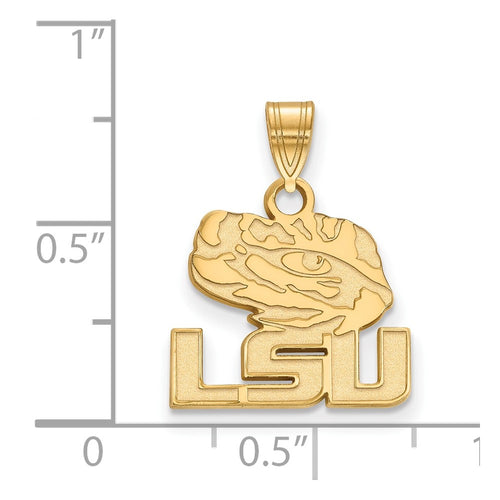 10k Gold LogoArt Louisiana State University L-S-U Tiger Eye Small Pendant
