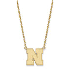 14k Gold LogoArt University of Nebraska Letter N Large Pendant 18 inch Necklace