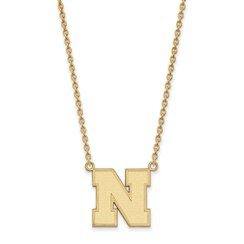 10k Gold LogoArt University of Nebraska Letter N Large Pendant 18 inch Necklace