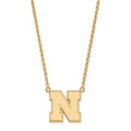 Sterling Silver Gold-plated LogoArt University of Nebraska Letter N Large Pendant 18 inch Necklace