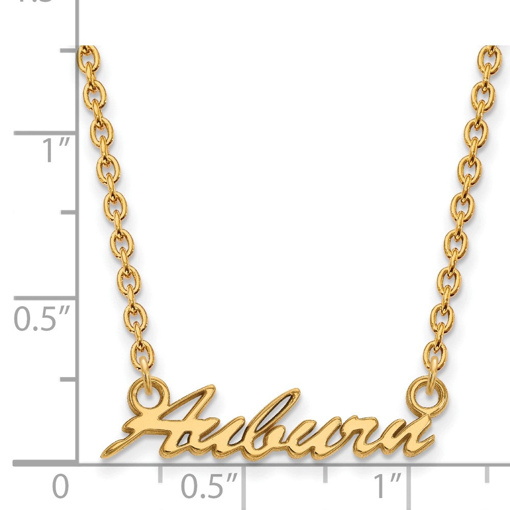 Sterling Silver Gold-plated LogoArt Auburn University Medium Script Pendant 18 inch Necklace