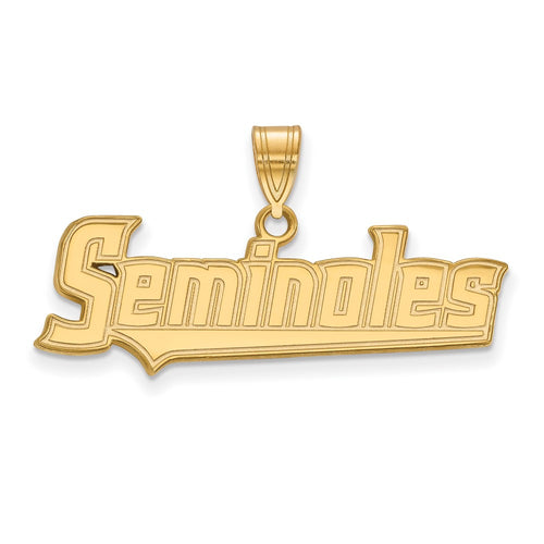 10k Gold LogoArt Florida State University Seminoles Script Large Pendant