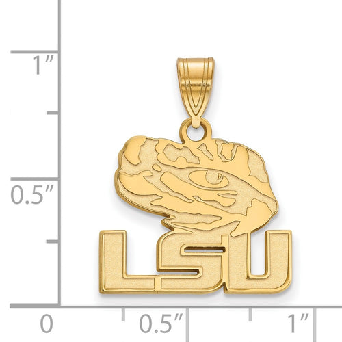 10k Gold LogoArt Louisiana State University L-S-U Tiger Eye Medium Pendant