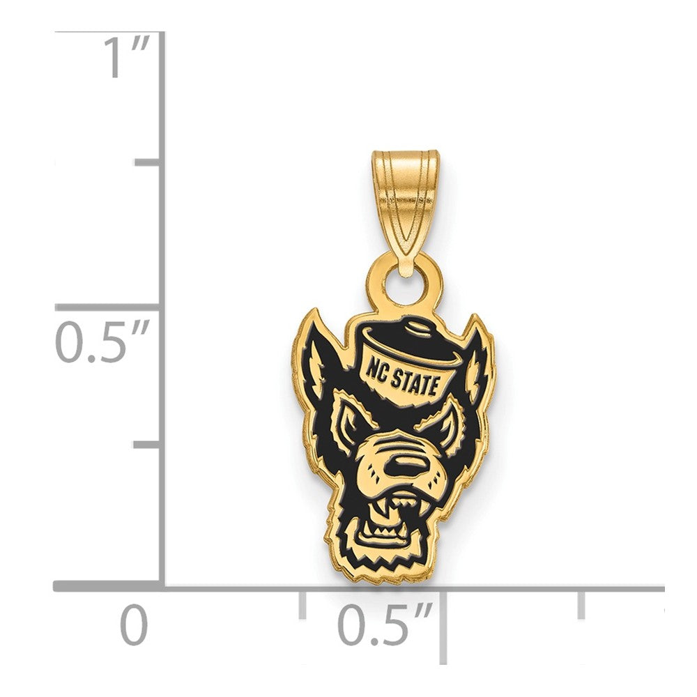Sterling Silver Gold-plated LogoArt North Carolina State University Wolf Small Enameled Pendant