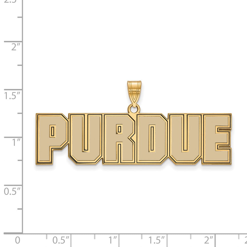 Sterling Silver Gold-plated LogoArt Purdue University Block Type Large Enameled Pendant