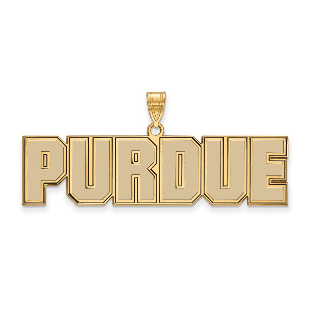 Sterling Silver Gold-plated LogoArt Purdue University Block Type Large Enameled Pendant