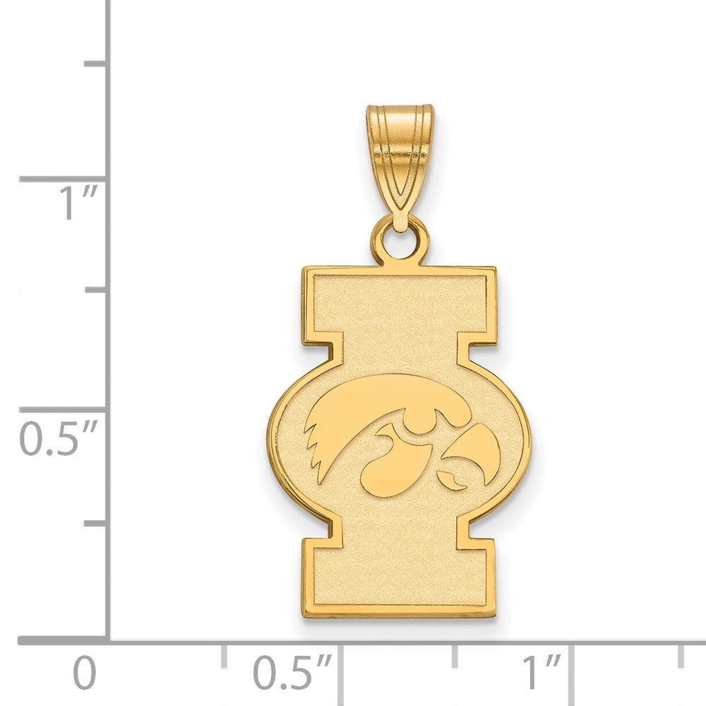 Sterling Silver Gold-plated LogoArt University of Iowa Large Pendant