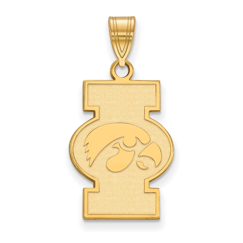 Sterling Silver Gold-plated LogoArt University of Iowa Large Pendant