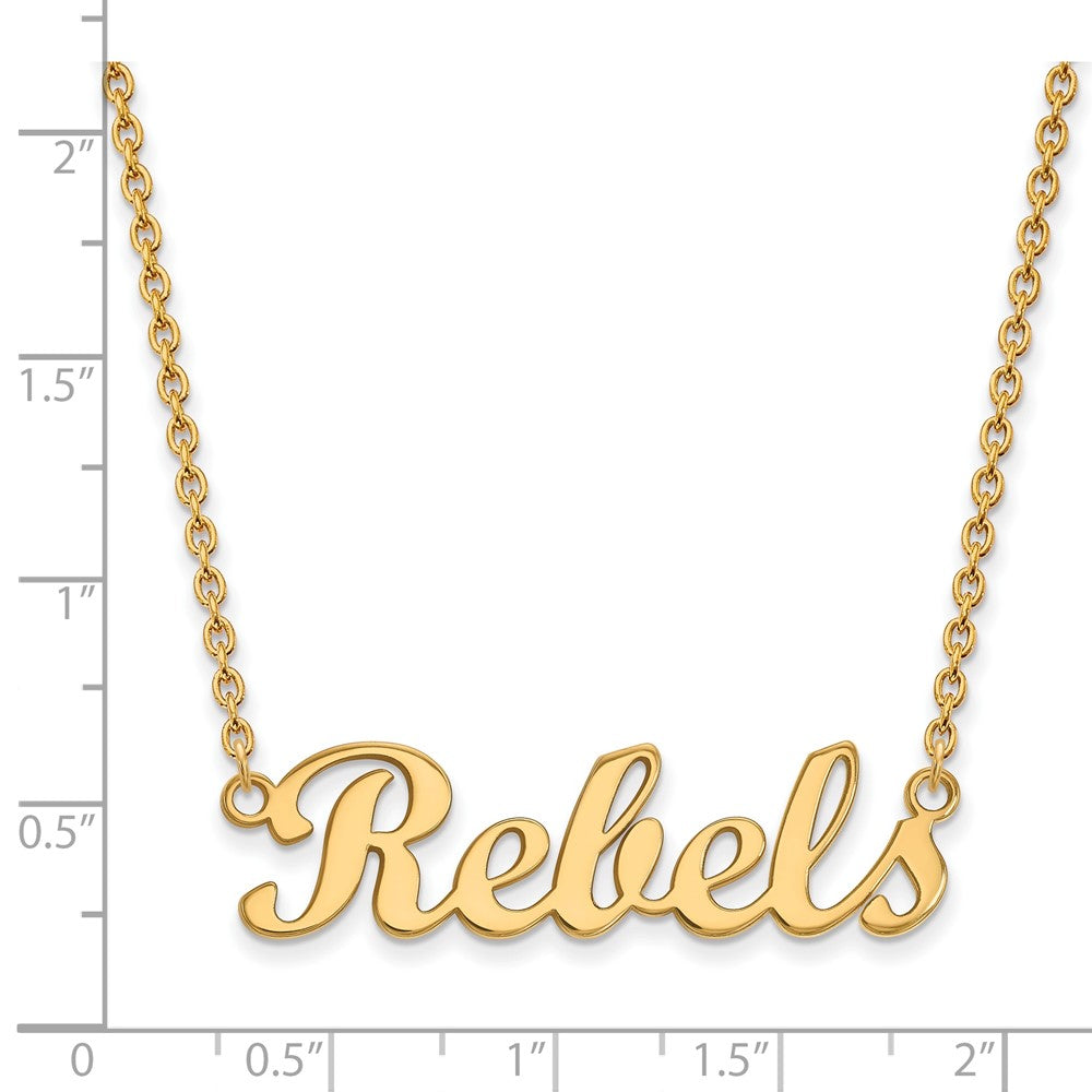 Sterling Silver Gold-plated LogoArt University of Mississippi Rebels Script Bar 18 inch Necklace