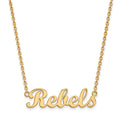 Sterling Silver Gold-plated LogoArt University of Mississippi Rebels Script Bar 18 inch Necklace