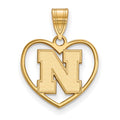 Sterling Silver Gold-plated LogoArt University of Nebraska Letter N Heart Pendant