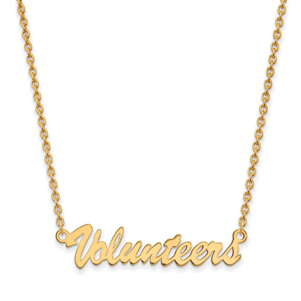 Sterling Silver Gold-plated LogoArt University of Tennessee Volunteers Script Medium Pendant 18 inch Necklace