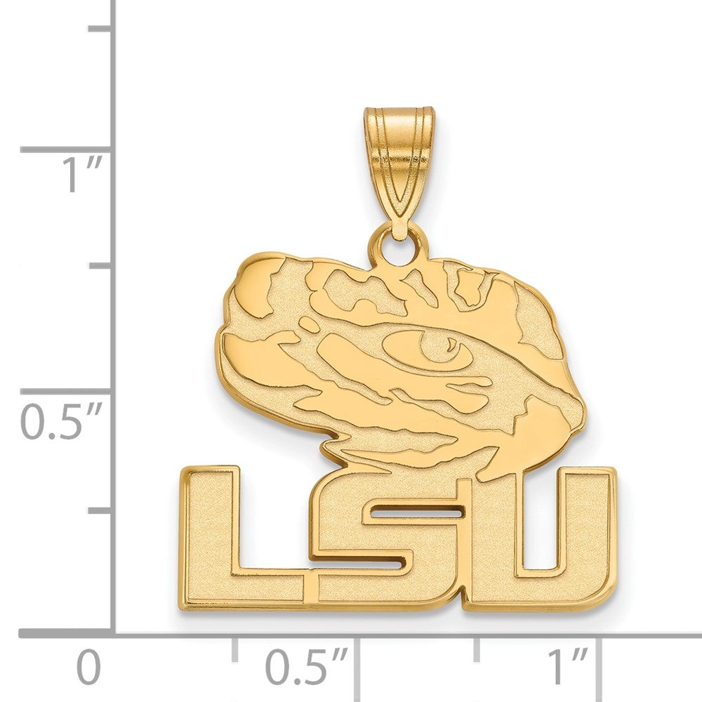 14k Gold LogoArt Louisiana State University L-S-U Tiger Eye Large Pendant