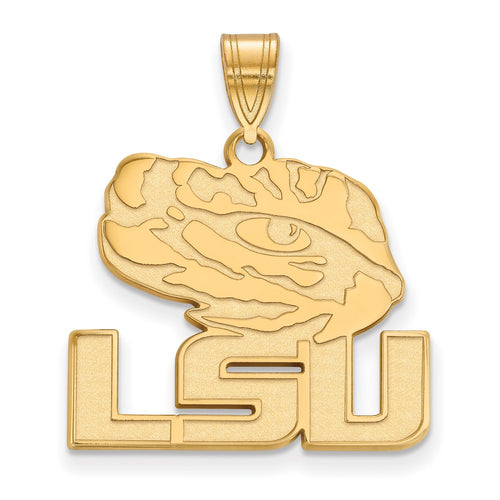 10k Gold LogoArt Louisiana State University L-S-U Tiger Eye Large Pendant