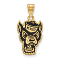 Sterling Silver Gold-plated LogoArt North Carolina State University Wolf Large Enameled Pendant
