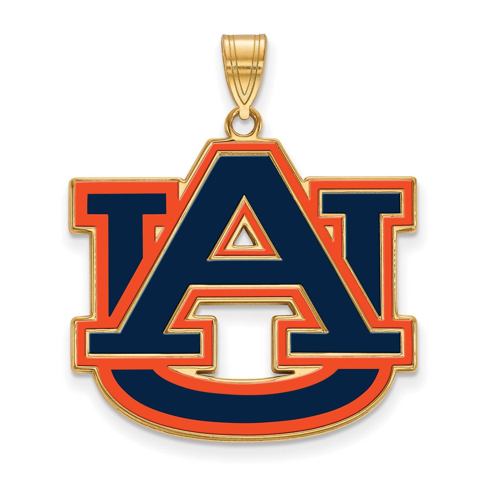 Sterling Silver Gold-plated LogoArt Auburn University A-U Extra Large Enameled Pendant