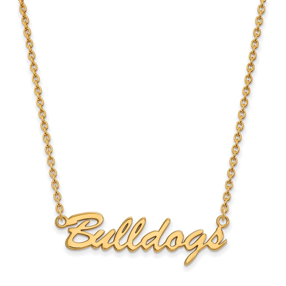 Sterling Silver Gold-plated LogoArt University of Georgia Bulldogs Script Pendant 18 inch Necklace