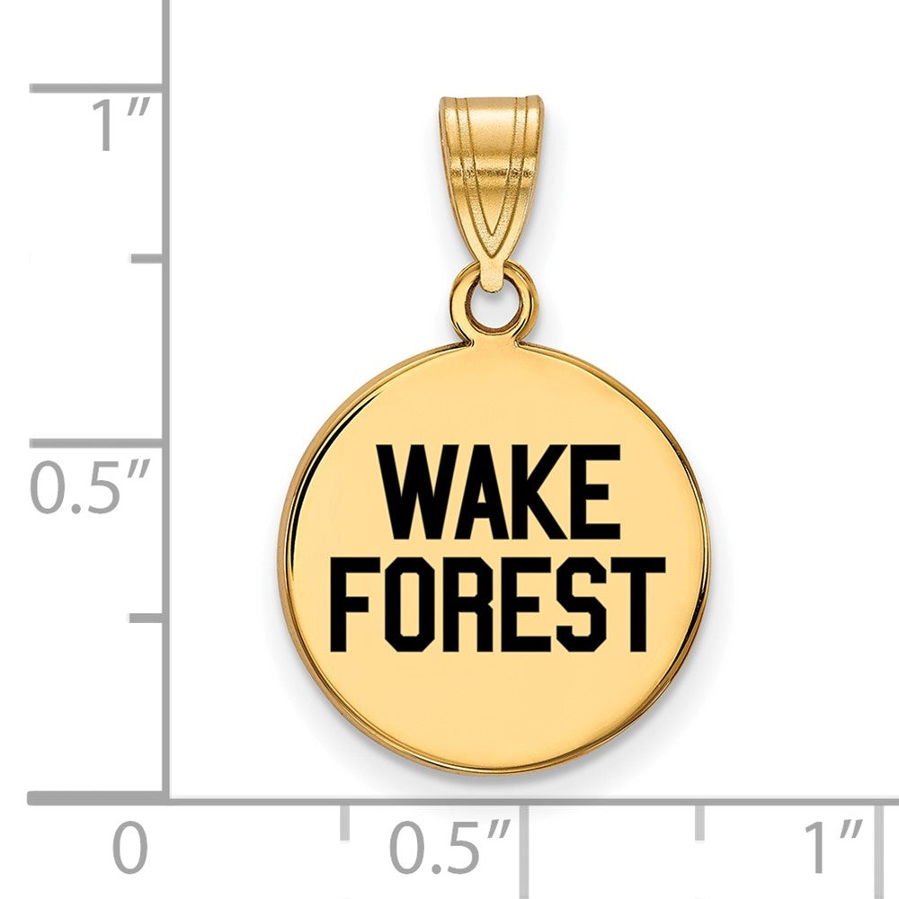 Sterling Silver Gold-plated LogoArt Wake Forest University W-F Deacon Medium Enameled Disc Pendant