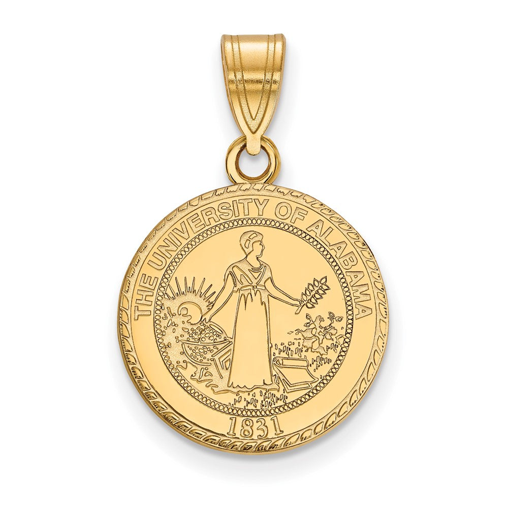 Sterling Silver Gold-plated LogoArt University of Alabama Medium Crest Pendant