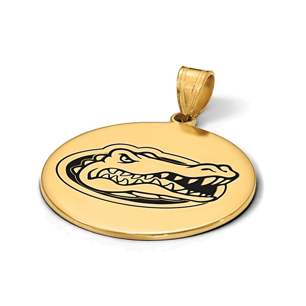 Sterling Silver Gold-plated LogoArt University of Florida Gator Extra Large Enameled Disc Pendant