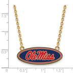 Sterling Silver Gold-plated LogoArt University of Mississippi Ole Miss Large Enameled Oval Pendant 18 inch Necklace