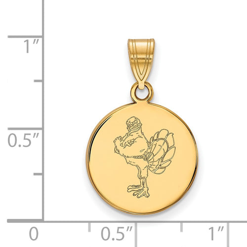 10k Gold LogoArt Virginia Tech HokieBird Medium Disc Pendant