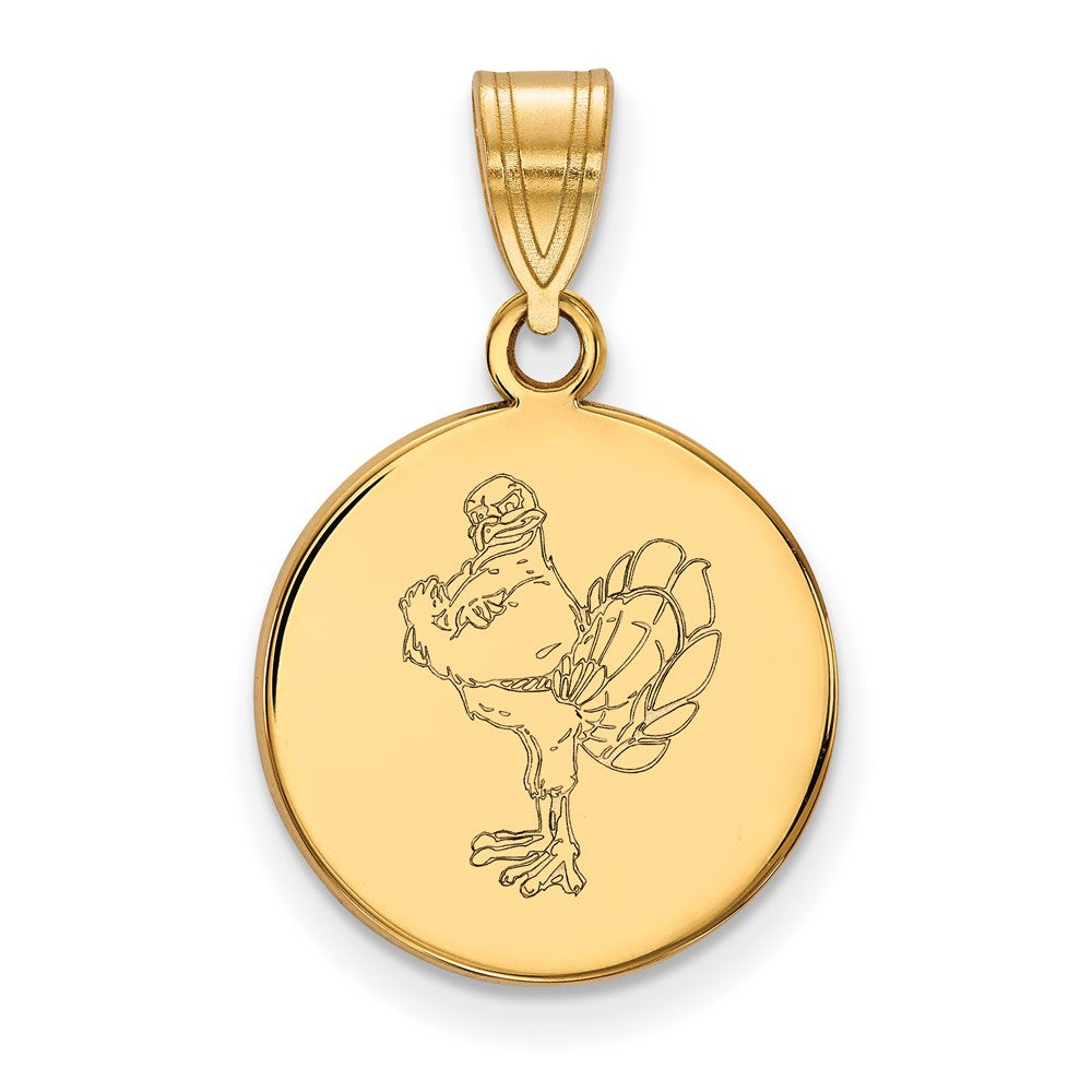 10k Gold LogoArt Virginia Tech HokieBird Medium Disc Pendant