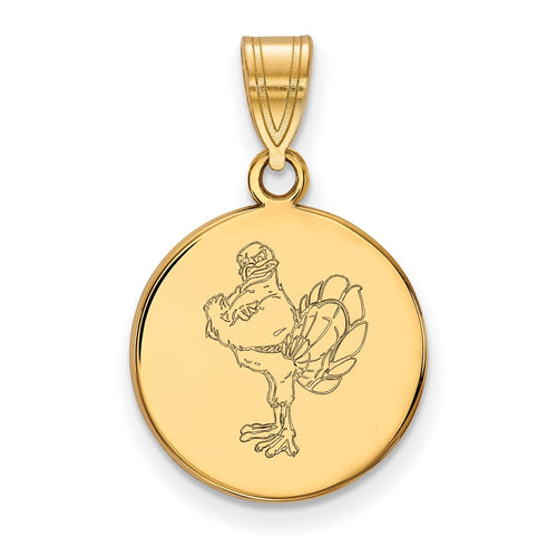 10k Gold LogoArt Virginia Tech HokieBird Medium Disc Pendant