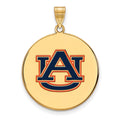 Sterling Silver Gold-plated LogoArt Auburn University Extra Large Enameled Disc Pendant