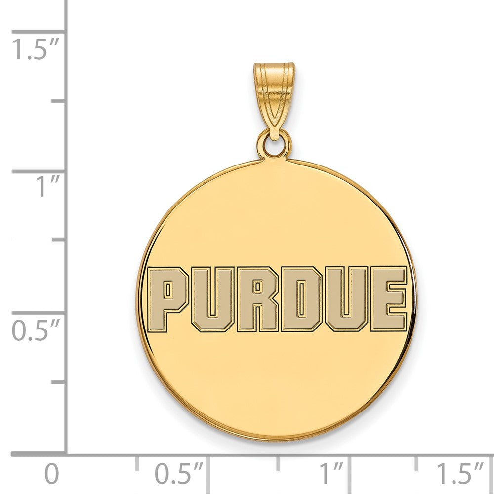 Sterling Silver Gold-plated LogoArt Purdue University Block Type Extra Large Enameled Disc Pendant