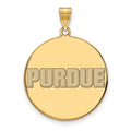 Sterling Silver Gold-plated LogoArt Purdue University Block Type Extra Large Enameled Disc Pendant
