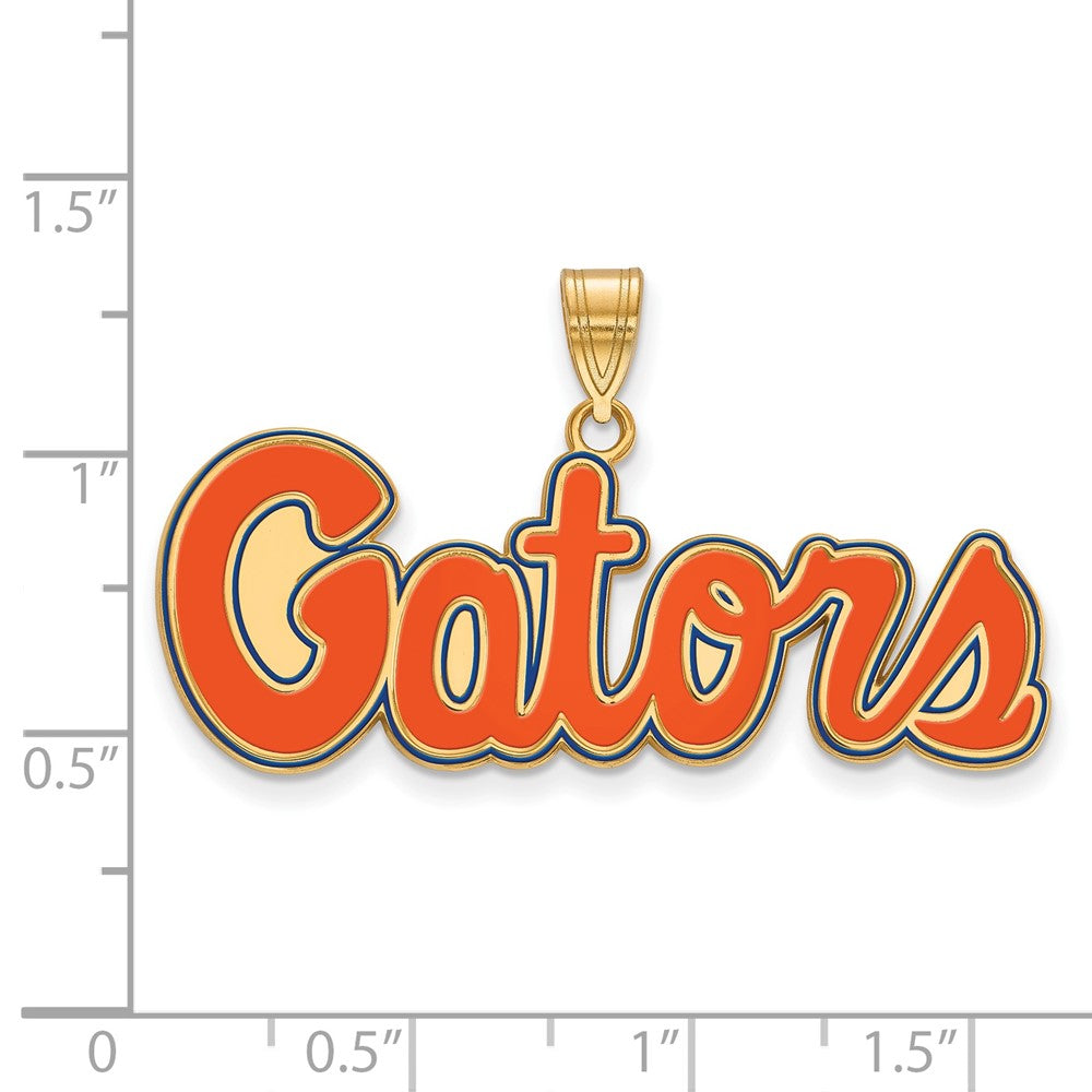 Sterling Silver Gold-plated LogoArt University of Florida Gators Script Medium Enameled Pendant