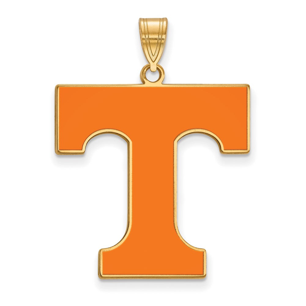 Sterling Silver Gold-plated LogoArt University of Tennessee Letter T Extra Large Enameled Pendant
