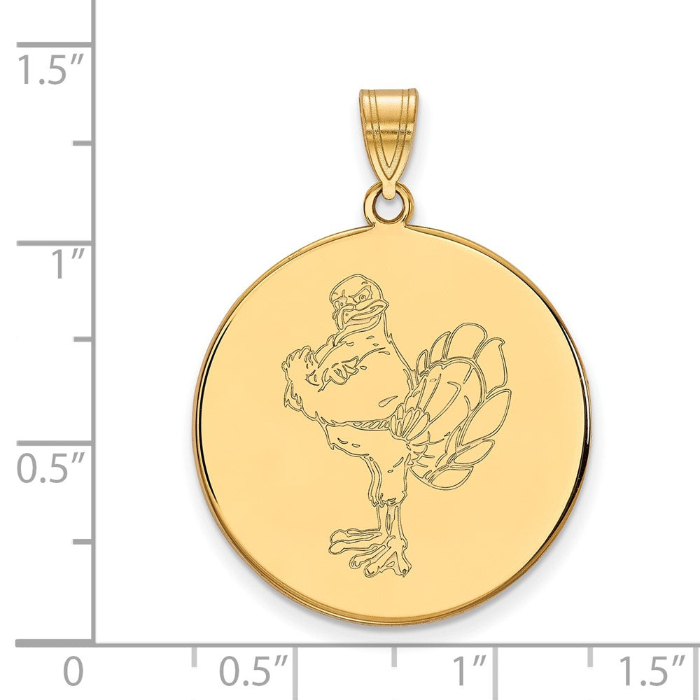 10k Gold LogoArt Virginia Tech HokieBird Extra Large Disc Pendant