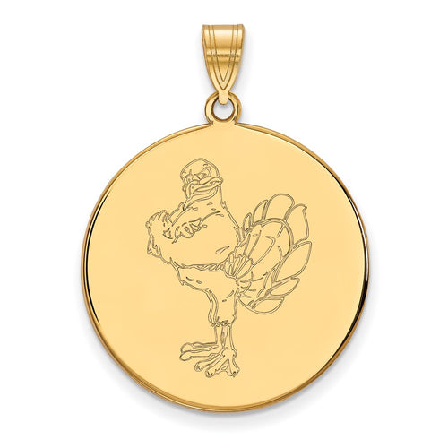 10k Gold LogoArt Virginia Tech HokieBird Extra Large Disc Pendant