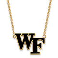 Sterling Silver Gold-plated LogoArt Wake Forest University W-F Large Enameled Pendant 18 inch Necklace
