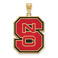 Sterling Silver Gold-plated LogoArt North Carolina State University N-C-S Extra Large Enameled Pendant