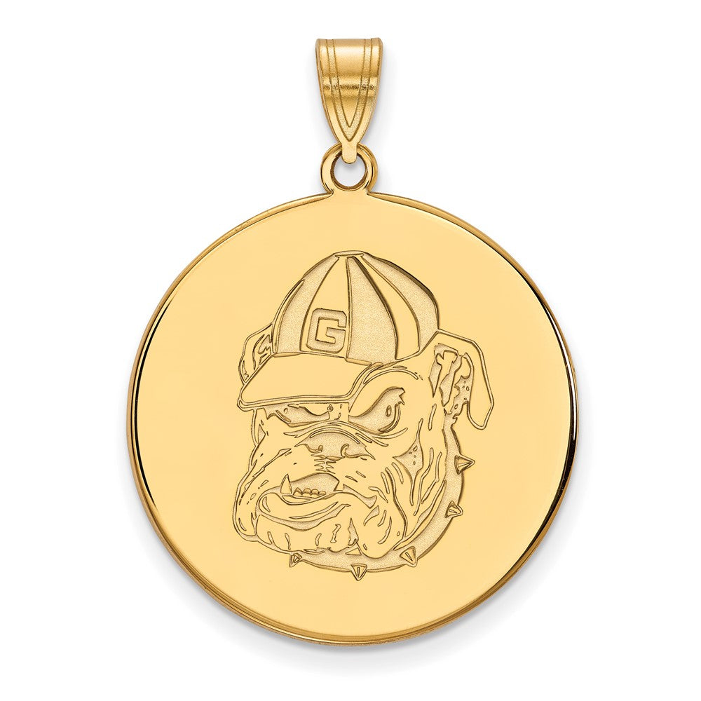 Sterling Silver Gold-plated LogoArt University of Georgia Bulldog Extra Large Disc Pendant