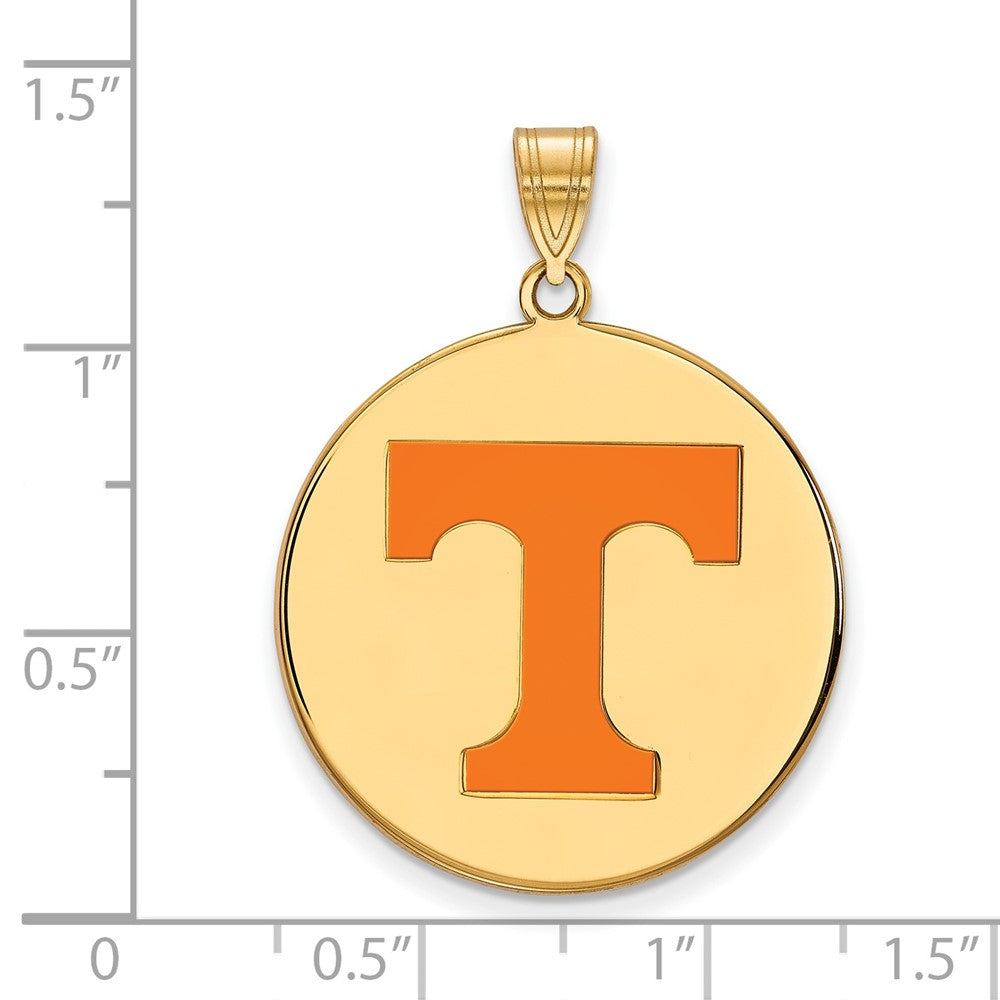 Sterling Silver Gold-plated LogoArt University of Tennessee Letter T Extra Large Enameled Disc Pendant