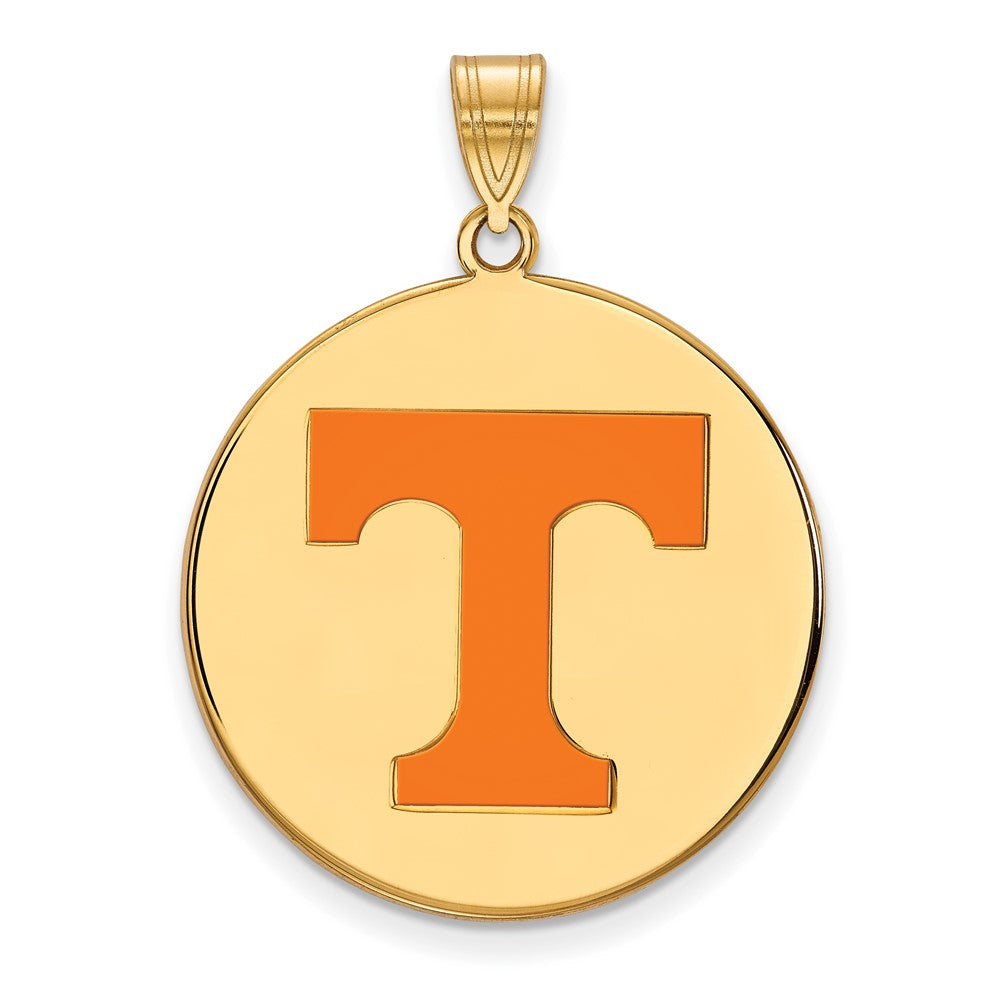 Sterling Silver Gold-plated LogoArt University of Tennessee Letter T Extra Large Enameled Disc Pendant