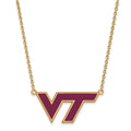 Sterling Silver Gold-plated LogoArt Virginia Tech V-T Large Enameled Pendant 18 inch Necklace