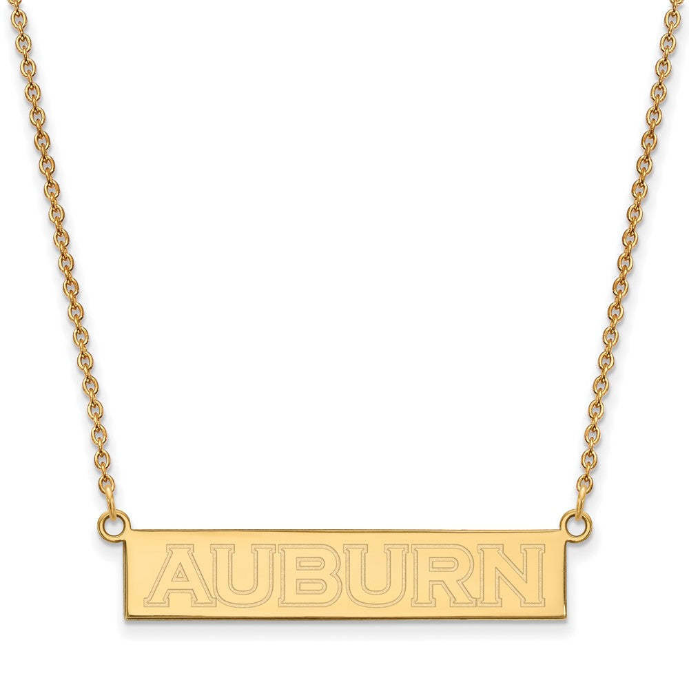 Sterling Silver Gold-plated LogoArt Auburn University Small Bar 18 inch Necklace