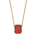 Sterling Silver Gold-plated LogoArt North Carolina State University N-C-S Large Enameled Pendant 18 inch Necklace