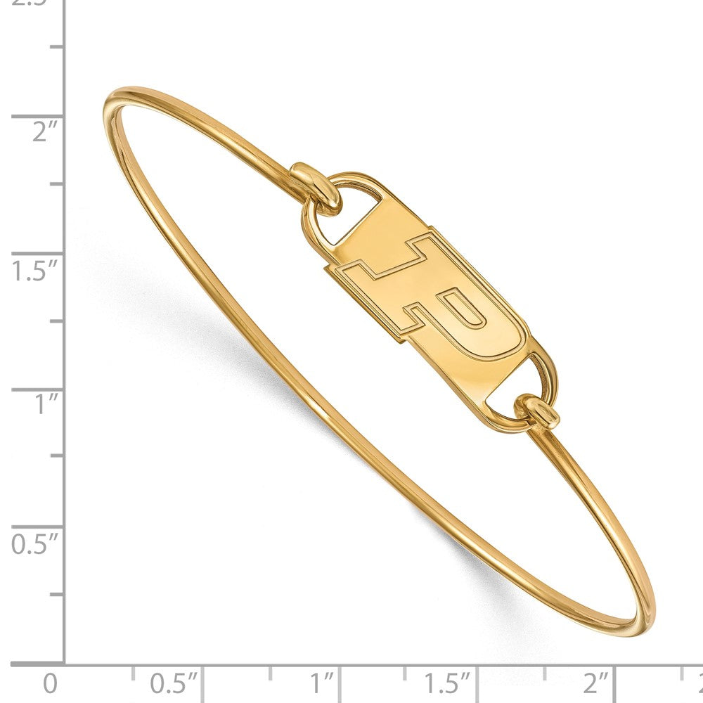 Sterling Silver Gold-plated LogoArt Purdue University Letter P Small Center 7 inch Wire Bangle