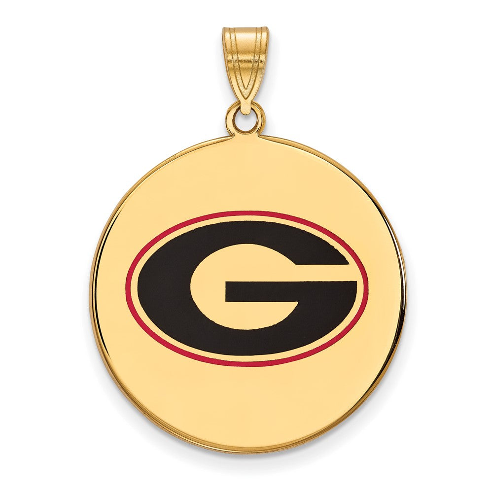 Sterling Silver Gold-plated LogoArt University of Georgia Letter G Extra Large Enameled Disc Pendant