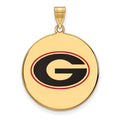 Sterling Silver Gold-plated LogoArt University of Georgia Letter G Extra Large Enameled Disc Pendant