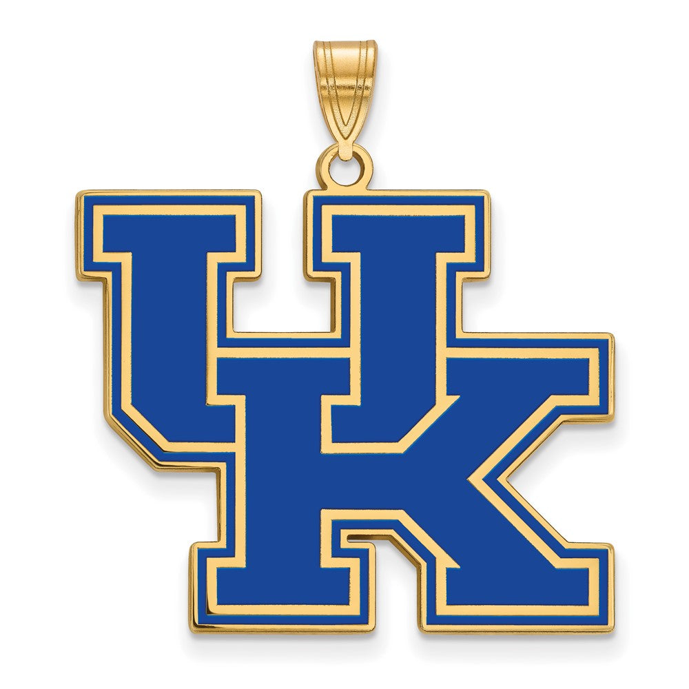 Sterling Silver Gold-plated LogoArt University of Kentucky U-K Extra Large Enameled Pendant